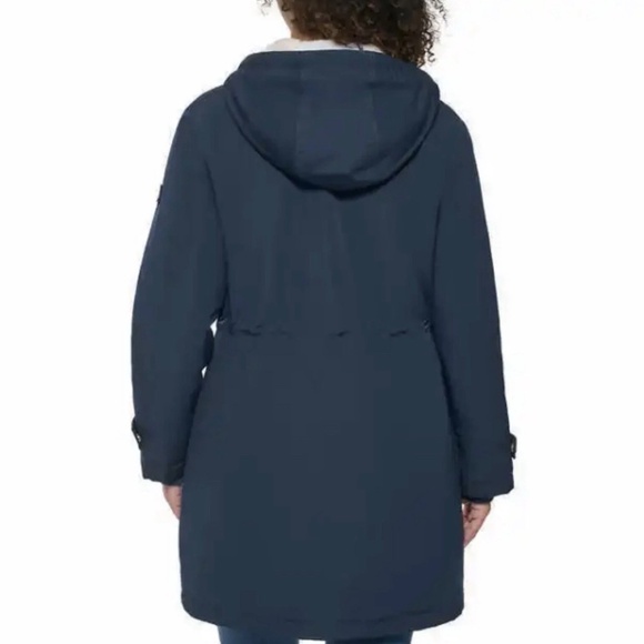 TH Tommy Hilfiger Women Hooded Parka Jacket Long Coat Dark Blue Navy Large - Picture 5 of 14
